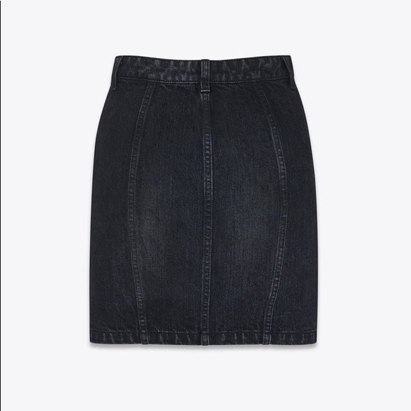 Saint Laurent Eighties Buttoned Skirt in Sandy Black Denim - Picture 3 of 8